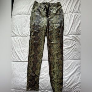 Green faux snakeskin Jagger and Stone pants